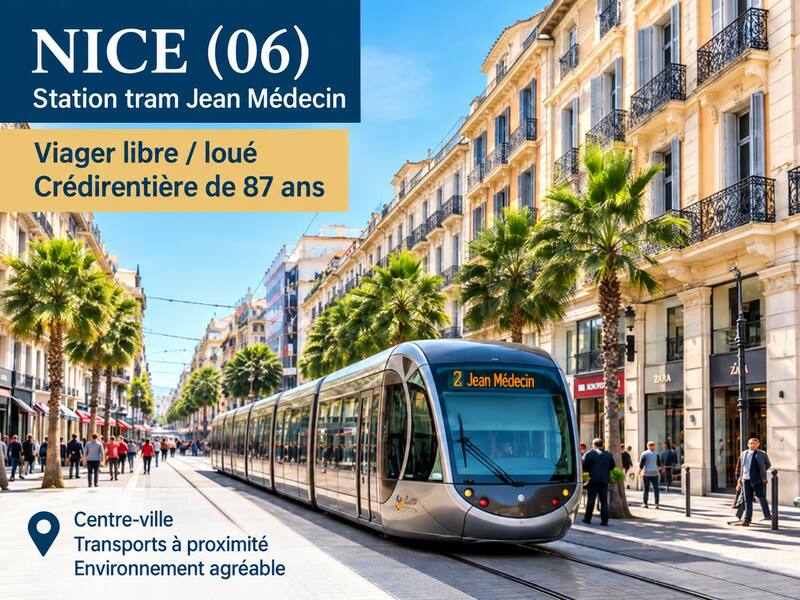 NICE (06) Station tram Jean Médecin - Viager libre / loué - Crédirentières de 86 ans. Appartement de 68 m²